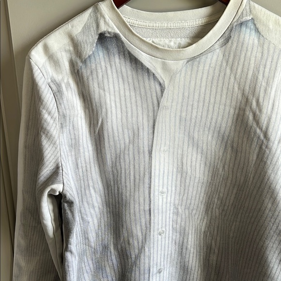 Maison Martin Margiela X H&M White Striped Button-Up Print Long Sleeve Sweater - Picture 4 of 8